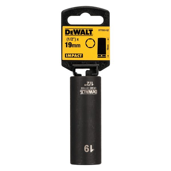 Uzgriežņu muciņatslēga DeWALT Impact, 1/2″, 19mm